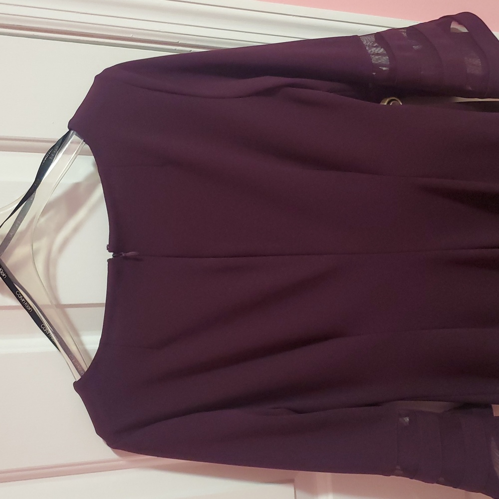 Calvin Klein Midi Dress Bell Sleeves And Sheer - Picture 7 of 9